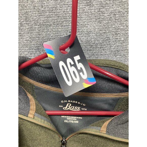 G.H. Bass 1/4 Zip Fleece Pullover Men’s Size XXL Green Long Sleeve - Picture 8 of 8